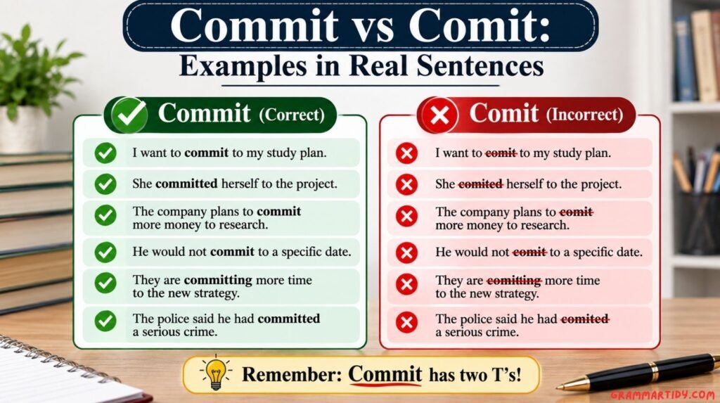 Commit vs Comit: Correct Spelling And Usage commit vs comit examples in real sentences