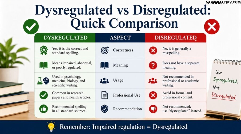 Dysregulated vs Disregulated: Correct Usage Explained dysregulated vs disregulated quick comparison