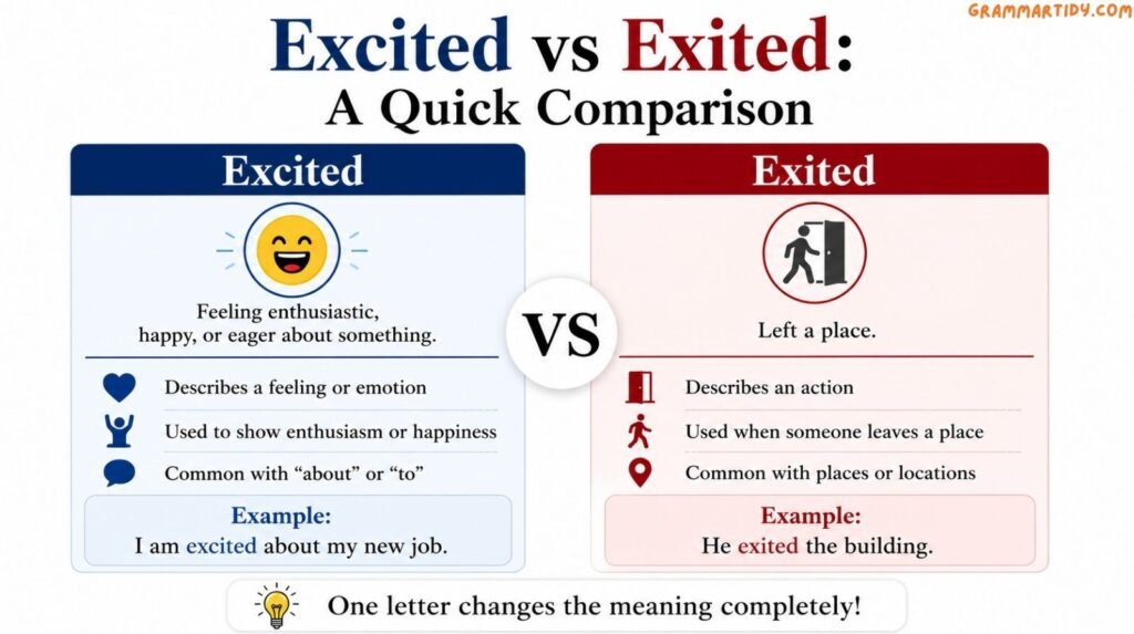 Excited vs Exited: Learn The Difference And Usage excited vs exited a quick comparison