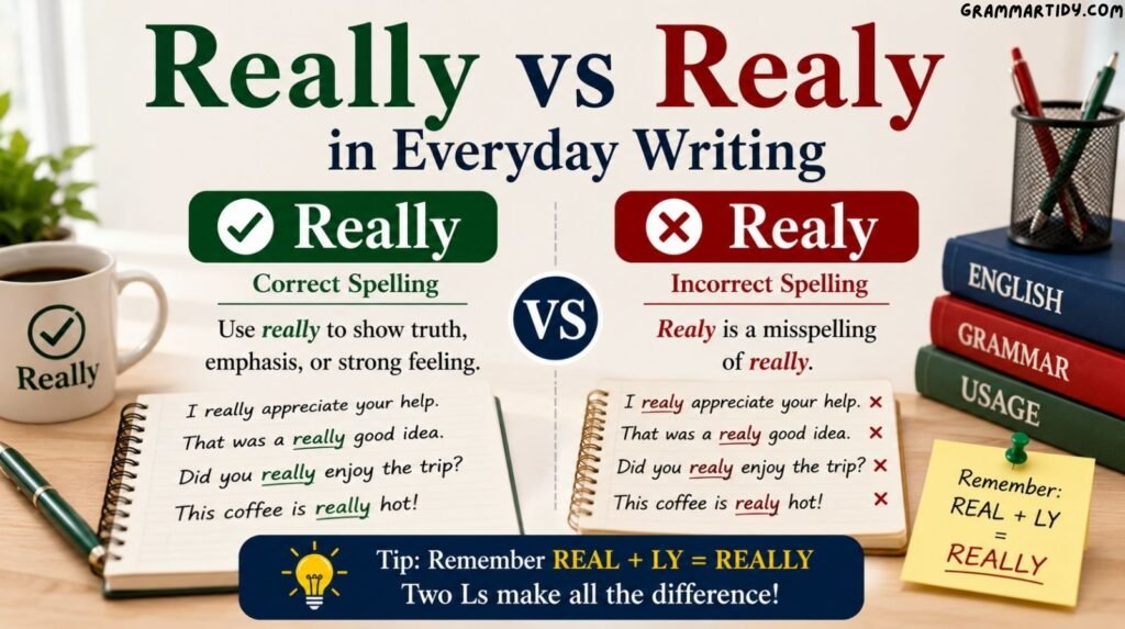 Really vs Realy: Which Is Correct? And Proper Usage really vs realy in everyday writing