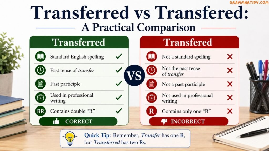 Transferred vs Transfered: Which Is Correct? transferred vs transfered a practical comparison