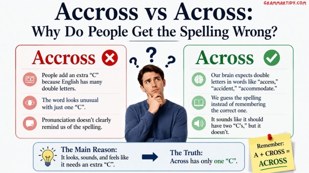 Accross vs Across: Which Is The Correct Spelling? accross vs across why do people get the spelling wrong