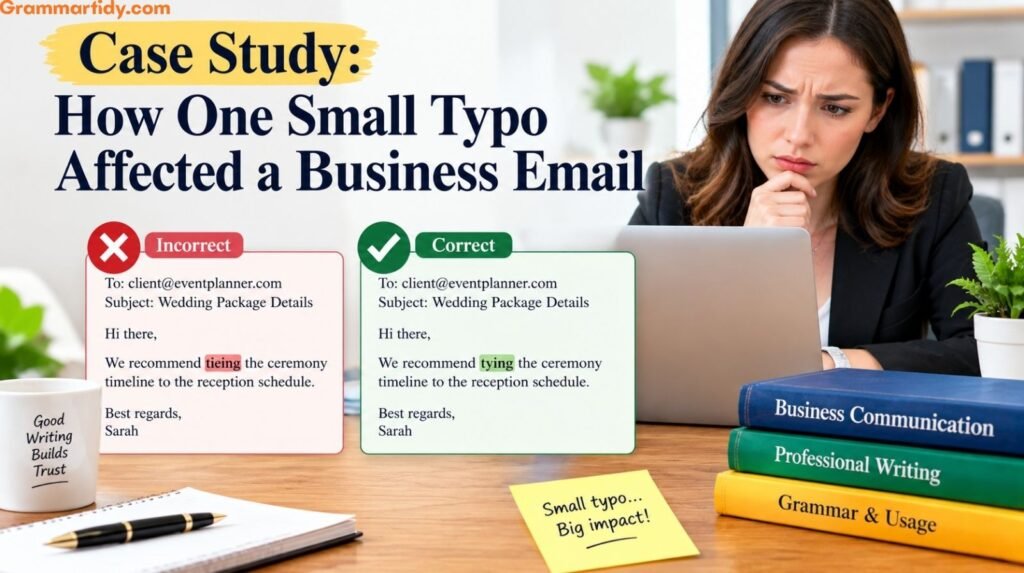 Tying vs Tieing: Correct Spelling & Easy Rule To Remember case study how one small typo affected a business email