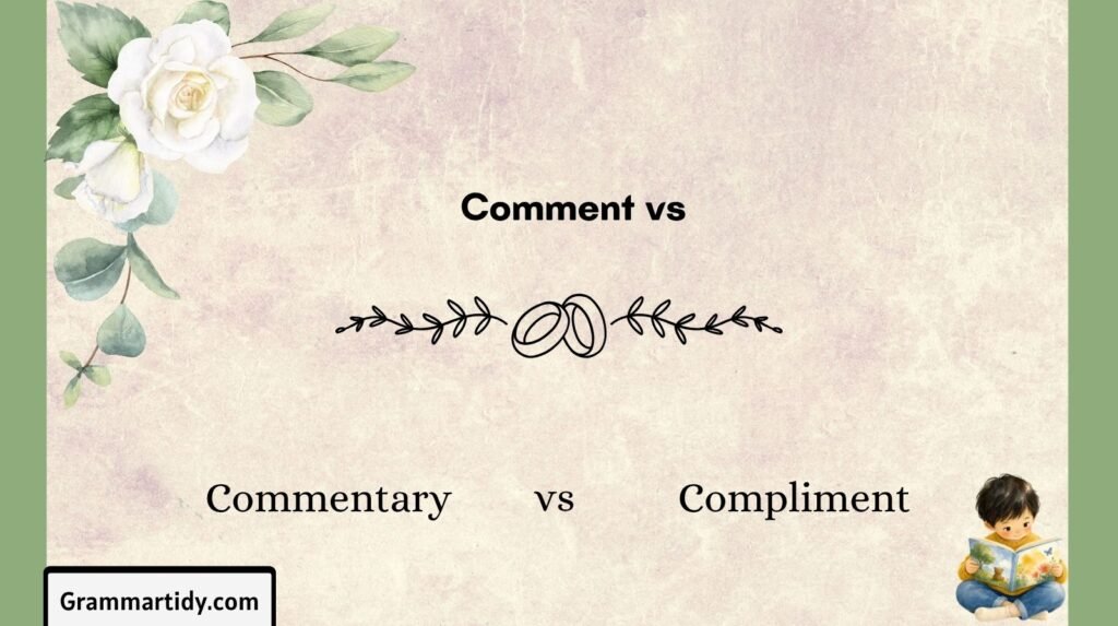 Comment vs Coment: Correct Spelling And Usage comment vs commentary vs compliment