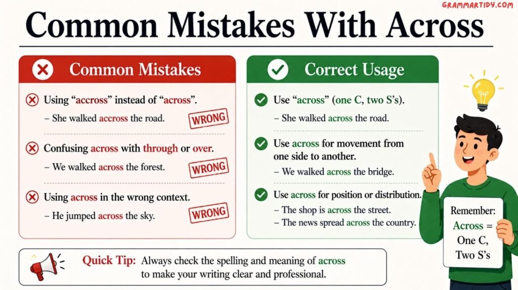 Accross vs Across: Which Is The Correct Spelling? common mistakes with across