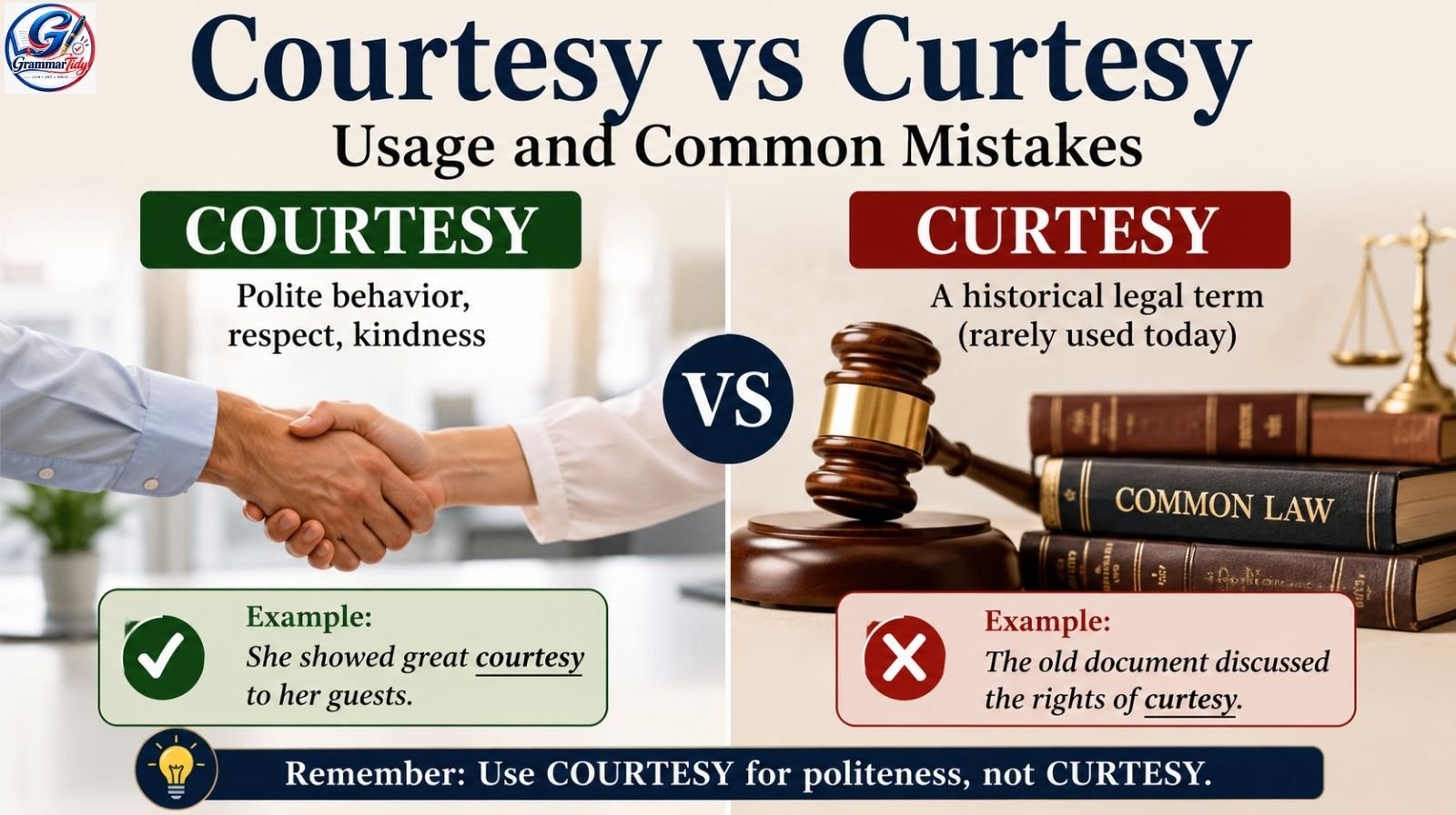 Courtesy vs Curtesy: Meaning, Usage And Common Mistakes courtesy vs curtesy meaning, usage and common mistakes