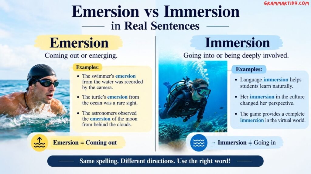 Emersion vs Immersion: Differences And Correct Usage emersion vs immersion in real sentences