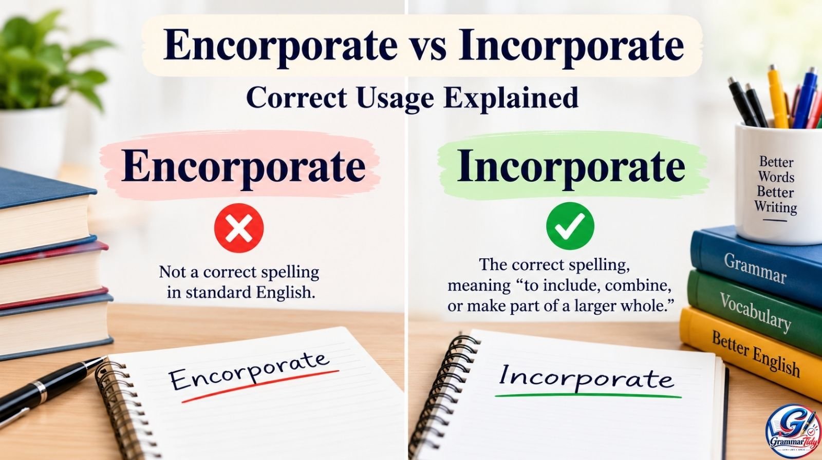 encorporate vs incorporate correct usage explained