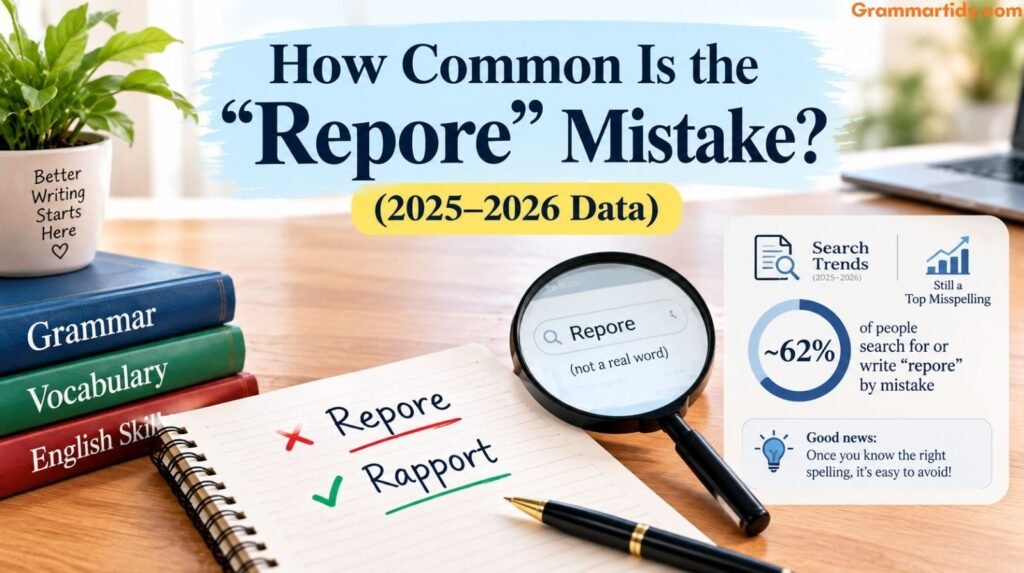 Repore or Rapport: Which Spelling Is Correct? Meaning, Examples & Grammar Guide (2026) how common is the repore mistake (2025–2026 data)