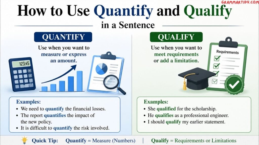 Quantify vs Qualify: Differences And Correct Usage how to use quantify and qualify in a sentence