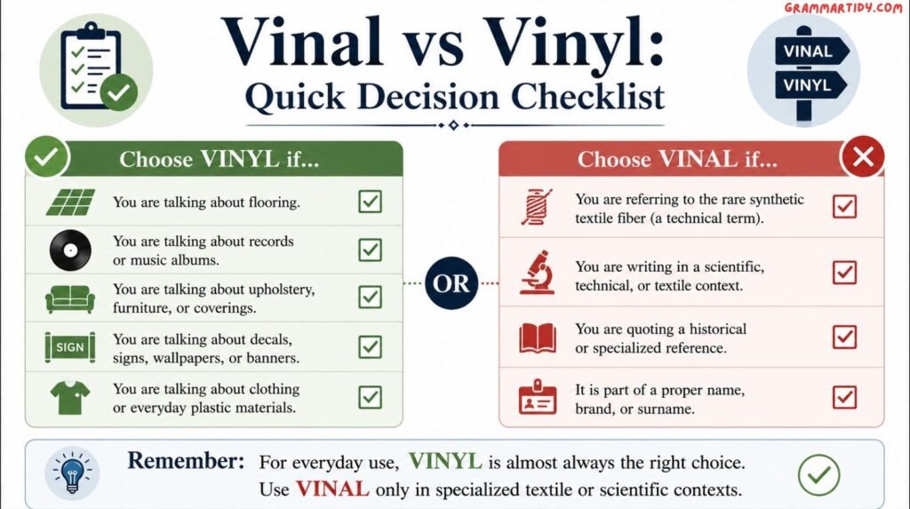 Vinal vs Vinyl: Which Is The Correct One To Use? vinal vs vinyl quick decision checklist