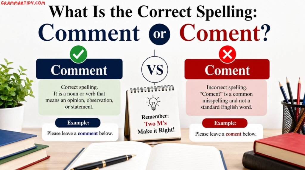 Comment vs Coment: Correct Spelling And Usage what is the correct spelling comment or coment