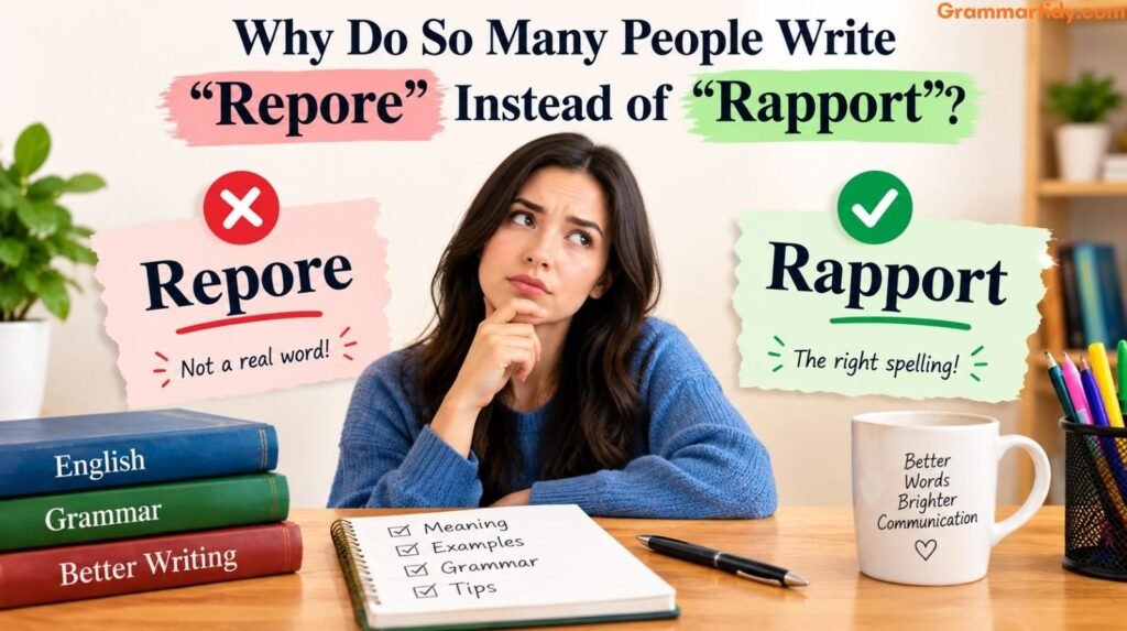 Repore or Rapport: Which Spelling Is Correct? Meaning, Examples & Grammar Guide (2026) why do so many people write repore instead of rapport