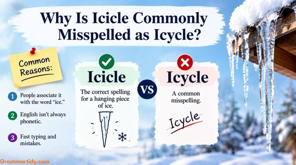 Icycle vs Icicle: Differences And Correct Usage why is icicle commonly misspelled as icycle